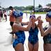 Girls practice their "secret handshake" outside Skyline HIgh School on Tuesday, July 23. Daniel Brenner I AnnArbor.com